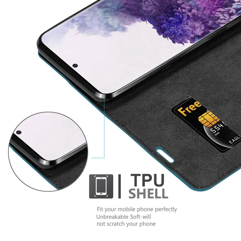 Cadorabo Hülle kompatibel mit Samsung Galaxy S20 PLUS Schutzhülle mit Magnetverschluss, Standfunktion und Kartenfach