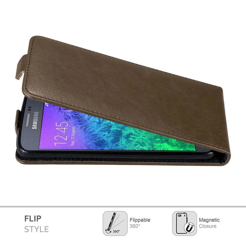 Cadorabo Hülle kompatibel mit Samsung Galaxy ALPHA Schutzhülle im Flip Design mit Magnetverschluss