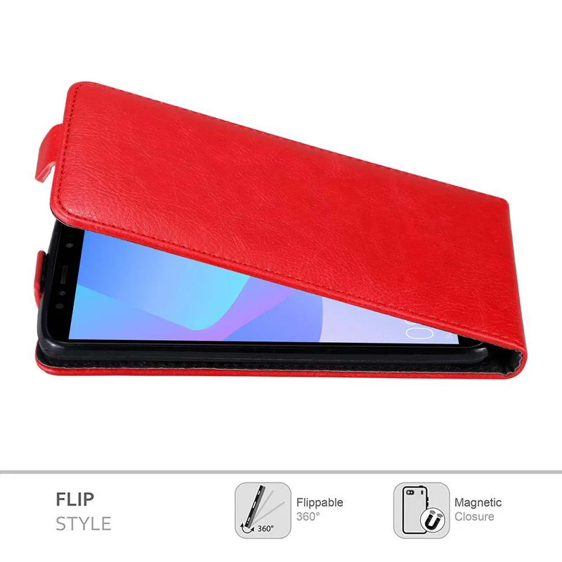 Cadorabo Hülle kompatibel mit Honor 7A / Huawei Y6 PRIME 2018 Schutzhülle im Flip Design mit Magnetverschluss