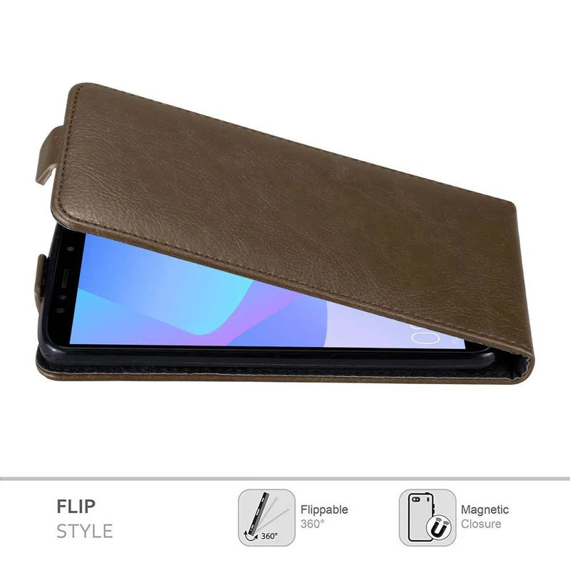Cadorabo Hülle kompatibel mit Honor 7A / Huawei Y6 PRIME 2018 Schutzhülle im Flip Design mit Magnetverschluss