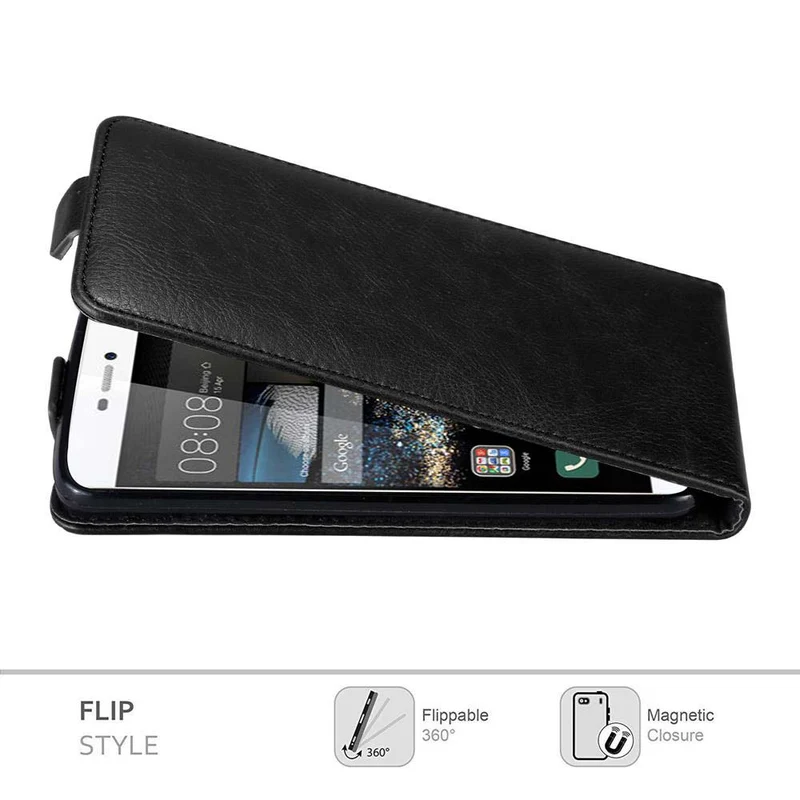 Cadorabo Hülle kompatibel mit Huawei P8 Schutzhülle im Flip Design mit Magnetverschluss