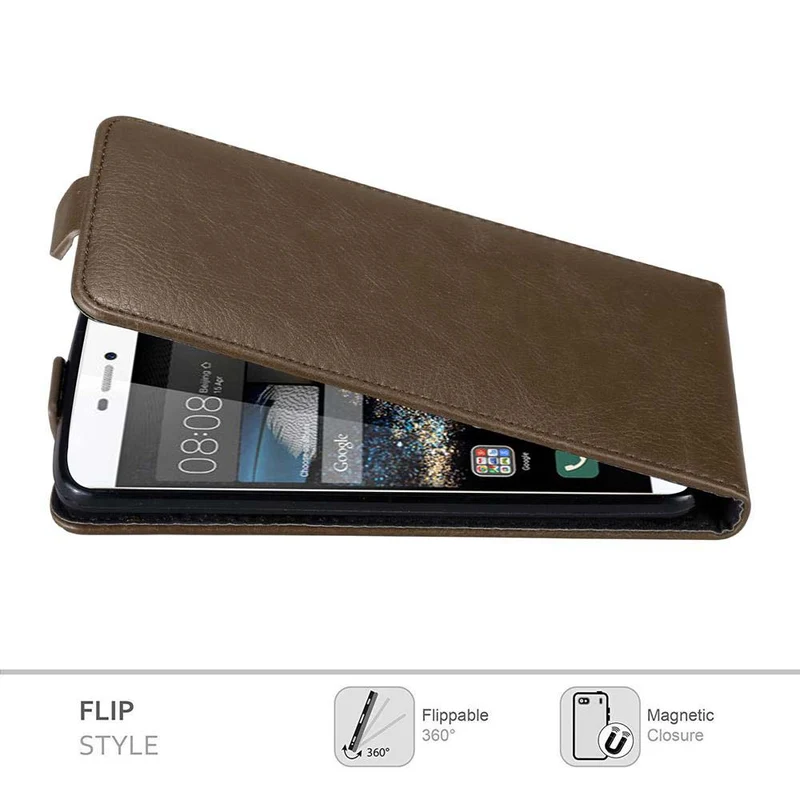 Cadorabo Hülle kompatibel mit Huawei P8 Schutzhülle im Flip Design mit Magnetverschluss