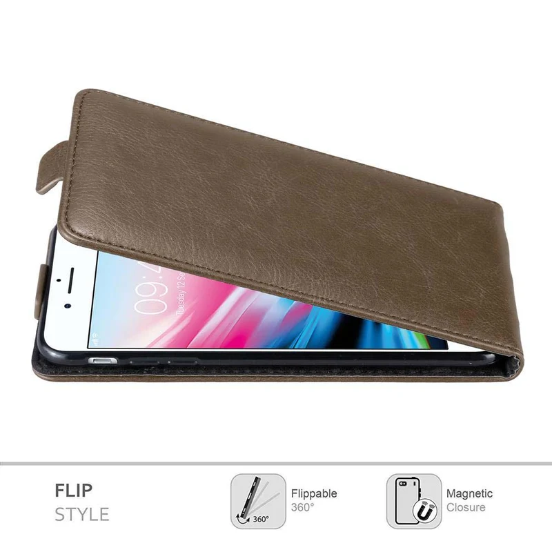 Cadorabo Hülle kompatibel mit Apple iPhone 7 PLUS / 7S PLUS / 8 PLUS Schutzhülle im Flip Design mit Magnetverschluss
