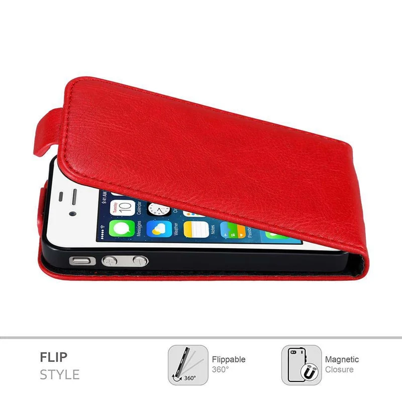 Cadorabo Hülle kompatibel mit Apple iPhone 4 / 4S Schutzhülle im Flip Design mit Magnetverschluss