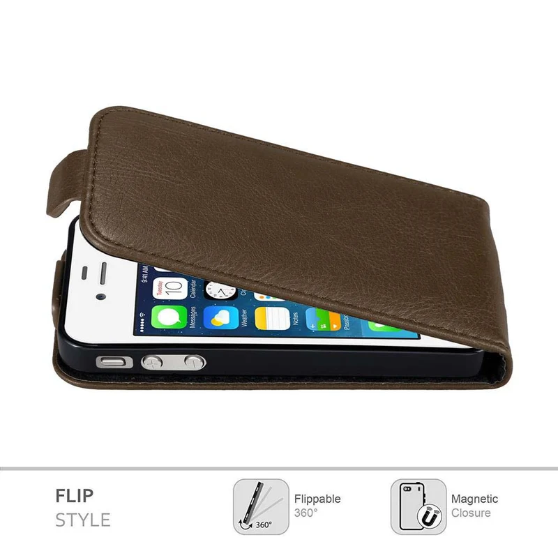 Cadorabo Hülle kompatibel mit Apple iPhone 4 / 4S Schutzhülle im Flip Design mit Magnetverschluss