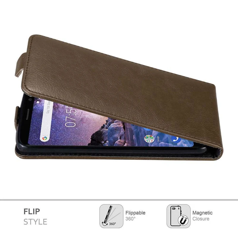 Cadorabo Hülle kompatibel mit Nokia 7 PLUS Schutzhülle im Flip Design mit Magnetverschluss