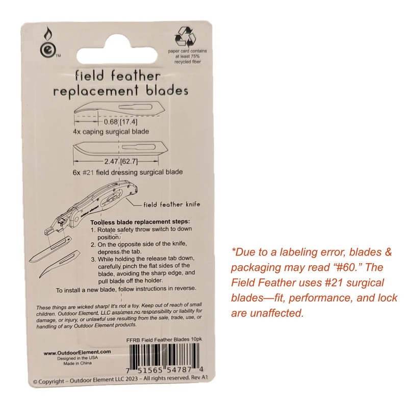 Hunting Surgical Blade Replacements 10pk - for Field Feather