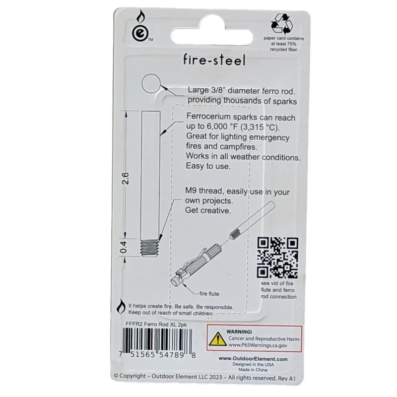 XL Fire-Steel Replacement 2pk Ferro Rod for Fire Flute