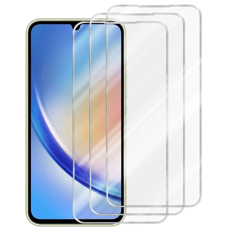 Cadorabo 3x Panzer Folie kompatibel mit Samsung Galaxy A34 5G - Schutzfolie 3er Pack Gehärtetes (Tempered) Display-Schutzglas in 9H Härte mit 3D Touch Kompatibilität