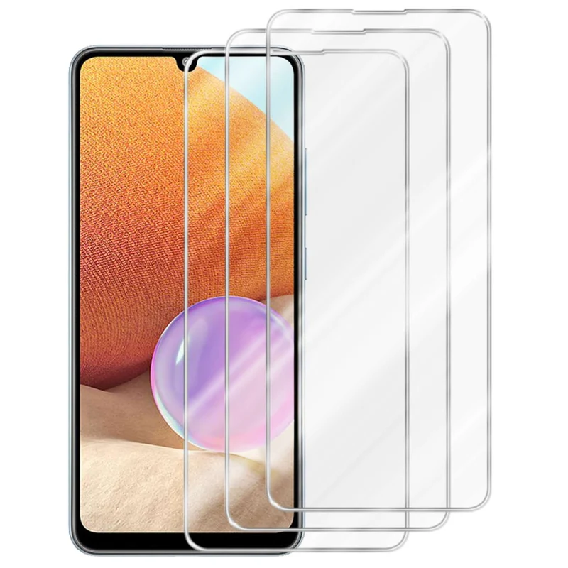 Cadorabo 3x Panzer Folie kompatibel mit Samsung Galaxy A32 4G - Schutzfolie 3er Pack Gehärtetes (Tempered) Display-Schutzglas in 9H Härte mit 3D Touch Kompatibilität
