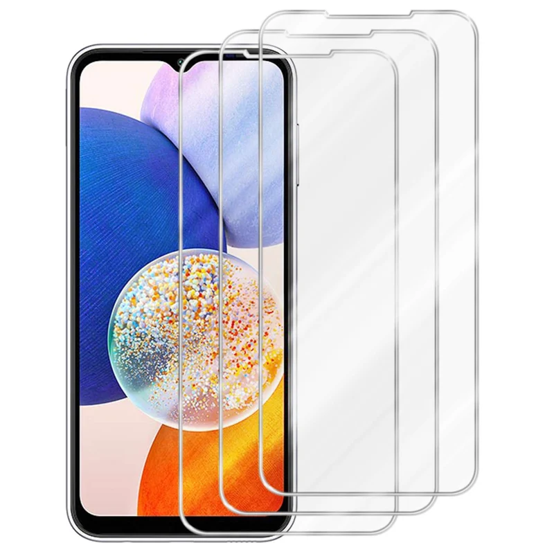 Cadorabo 3x Panzer Folie kompatibel mit Samsung Galaxy A14 4G / 5G - Schutzfolie 3er Pack Gehärtetes (Tempered) Display-Schutzglas in 9H Härte mit 3D Touch Kompatibilität
