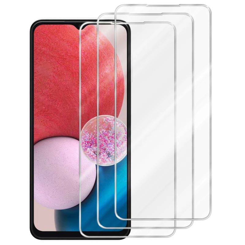 Cadorabo 3x Panzer Folie kompatibel mit Samsung Galaxy A13 4G - Schutzfolie 3er Pack Gehärtetes (Tempered) Display-Schutzglas in 9H Härte mit 3D Touch Kompatibilität