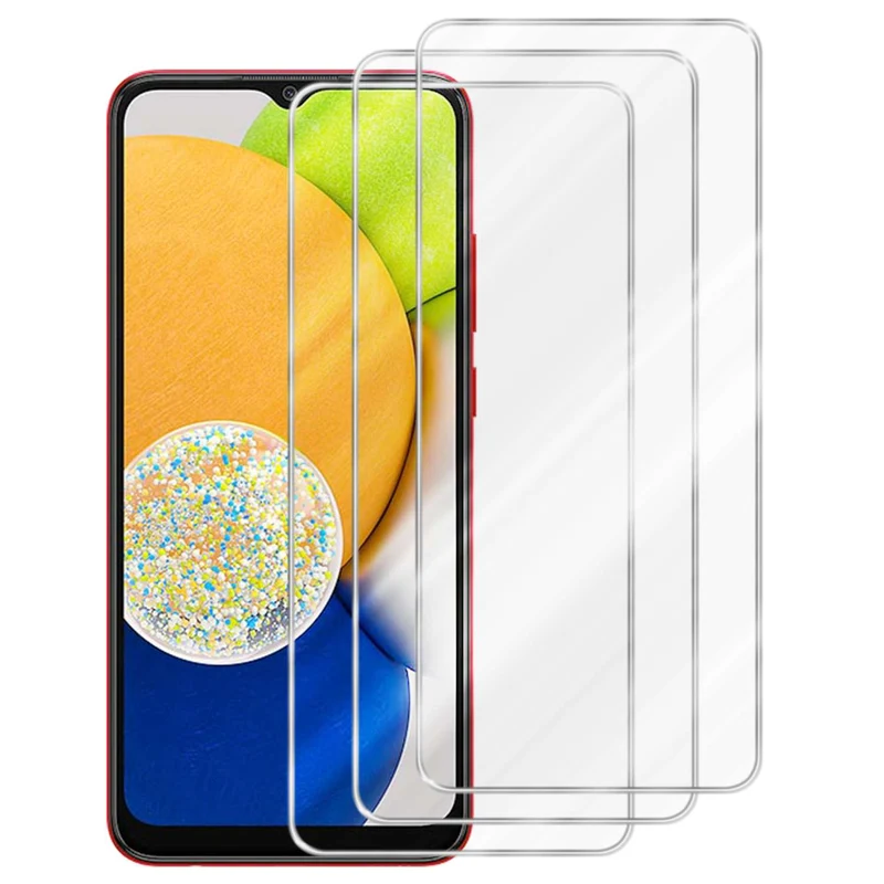 Cadorabo 3x Panzer Folie kompatibel mit Samsung Galaxy A03 - Schutzfolie 3er Pack Gehärtetes (Tempered) Display-Schutzglas in 9H Härte mit 3D Touch Kompatibilität