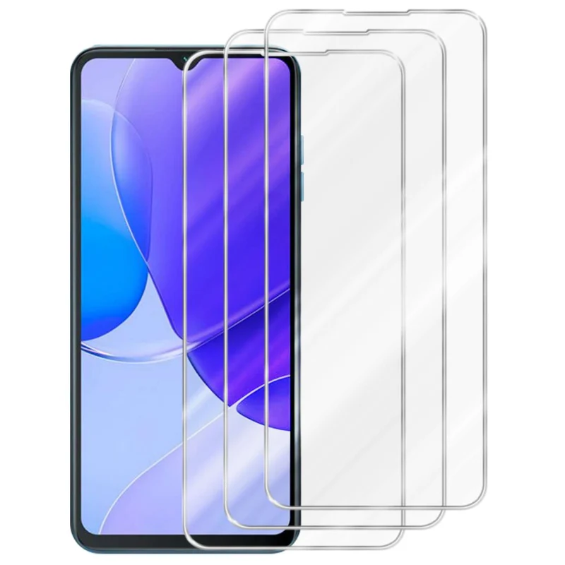 Cadorabo 3x Panzer Folie kompatibel mit Oukitel C32 - Schutzfolie 3er Pack Gehärtetes (Tempered) Display-Schutzglas in 9H Härte mit 3D Touch Kompatibilität