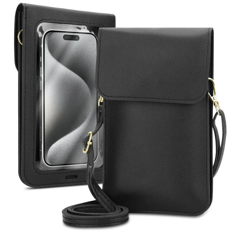Cadorabo Handytasche zum Umhängen kompatibel mit ZTE Nubia Z11 MAX-kleine Handtasche mit Handyfach und Sichtfenster, Handy Umhängetasche mini für Nubia Z11 MAX, 2 Fächer, PULeder, Damen