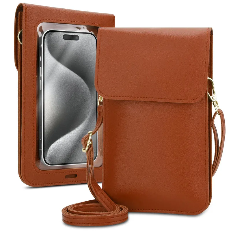 Cadorabo Handytasche zum Umhängen kompatibel mit ZTE Nubia Z11 MAX-kleine Handtasche mit Handyfach und Sichtfenster, Handy Umhängetasche mini für Nubia Z11 MAX, 2 Fächer, PULeder, Damen