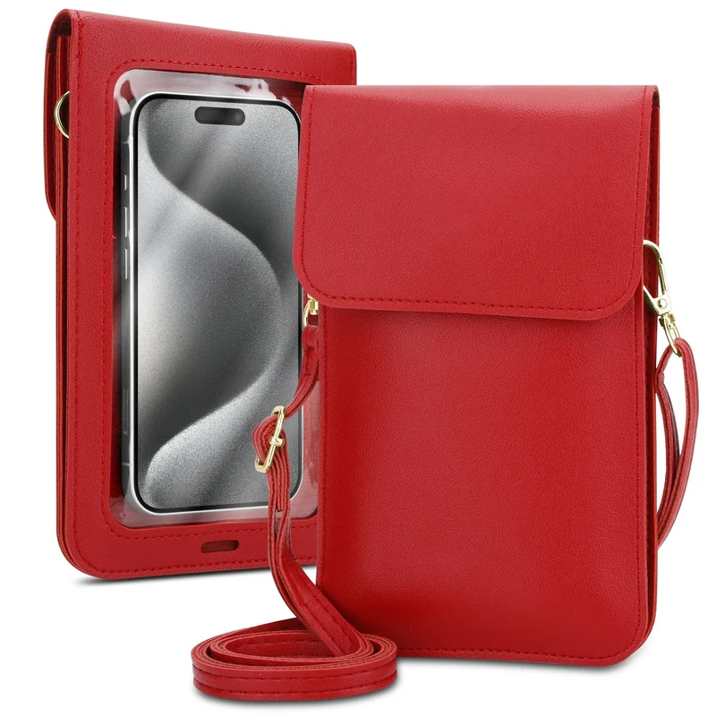 Cadorabo Handytasche zum Umhängen kompatibel mit ZTE Nubia Z11 MAX-kleine Handtasche mit Handyfach und Sichtfenster, Handy Umhängetasche mini für Nubia Z11 MAX, 2 Fächer, PULeder, Damen