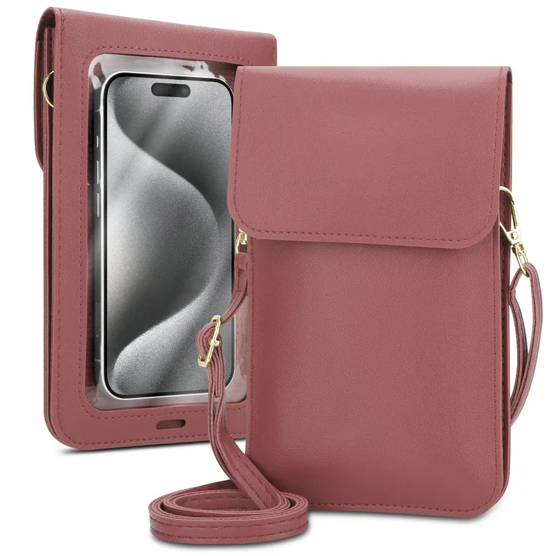 Cadorabo Handytasche zum Umhängen kompatibel mit ZTE Nubia Z11 MAX-kleine Handtasche mit Handyfach und Sichtfenster, Handy Umhängetasche mini für Nubia Z11 MAX, 2 Fächer, PULeder, Damen