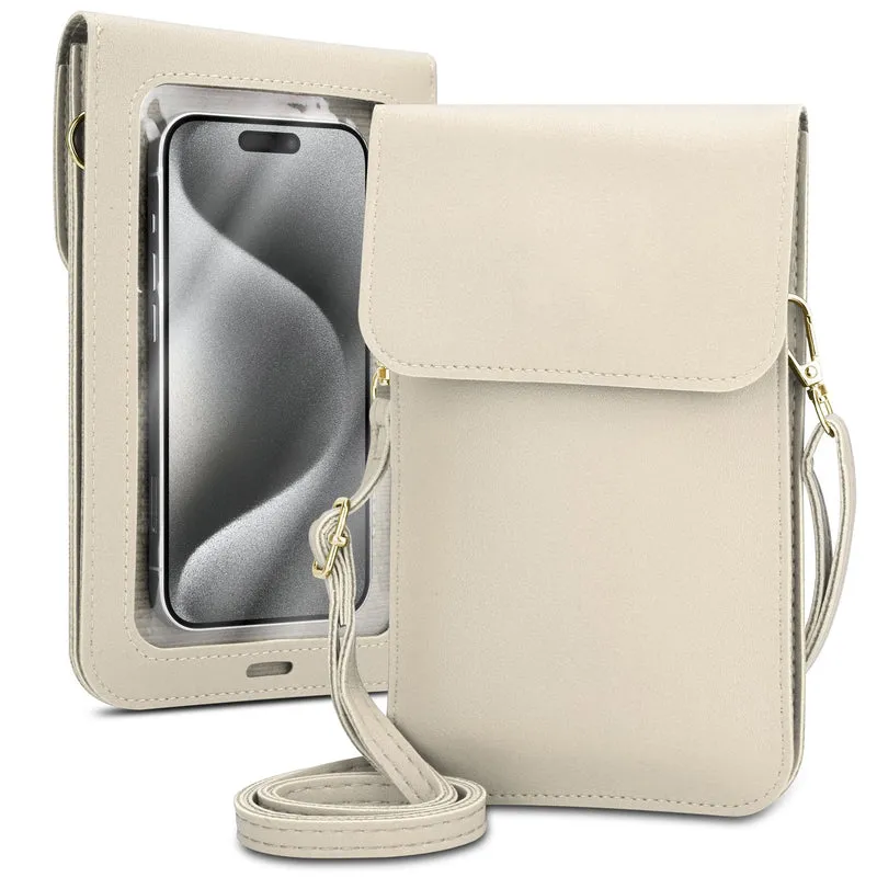Cadorabo Handytasche zum Umhängen kompatibel mit ZTE Nubia Z11 MAX-kleine Handtasche mit Handyfach und Sichtfenster, Handy Umhängetasche mini für Nubia Z11 MAX, 2 Fächer, PULeder, Damen
