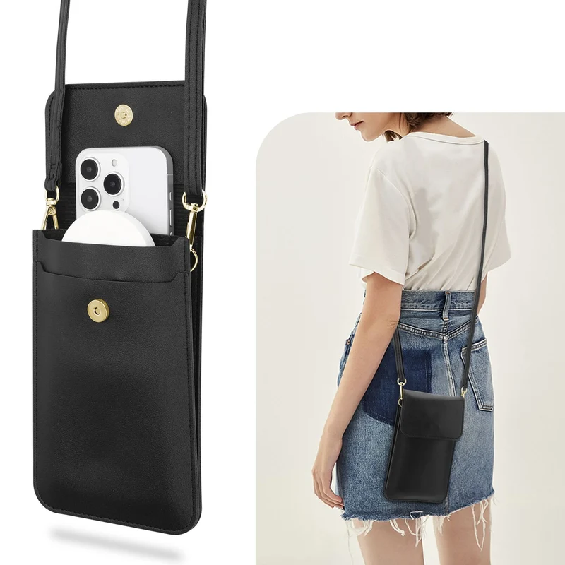 Cadorabo Handytasche zum Umhängen kompatibel mit ZTE Nubia Z11 MAX-kleine Handtasche mit Handyfach und Sichtfenster, Handy Umhängetasche mini für Nubia Z11 MAX, 2 Fächer, PULeder, Damen
