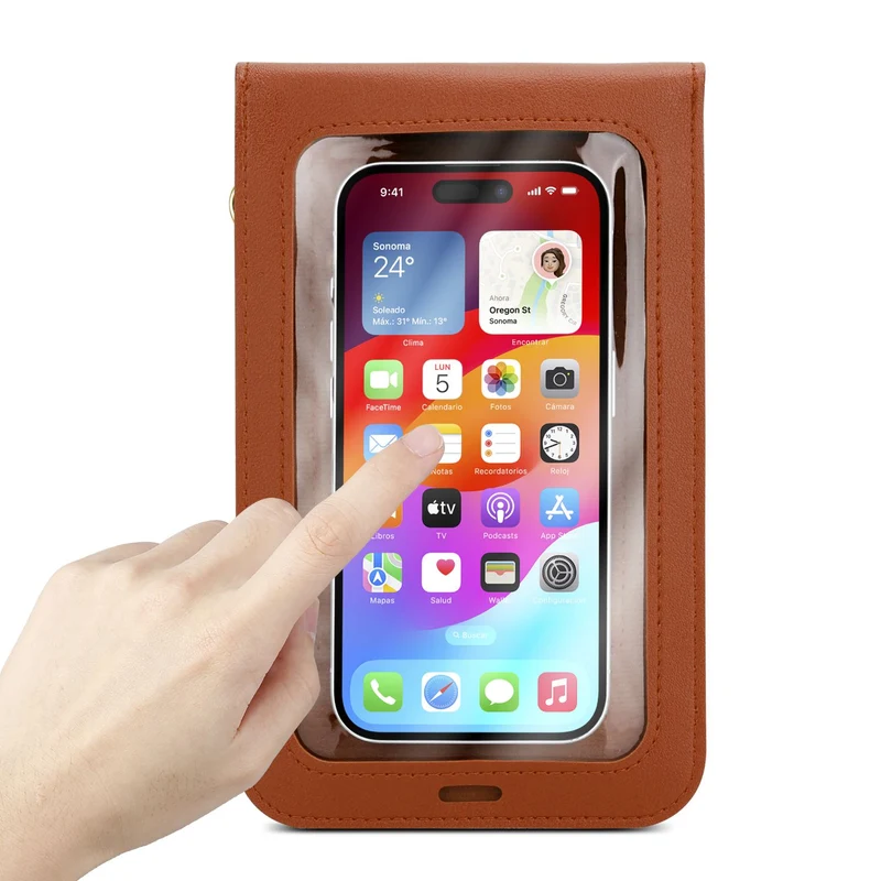 Cadorabo Handytasche zum Umhängen kompatibel mit ZTE Nubia Z11 MAX-kleine Handtasche mit Handyfach und Sichtfenster, Handy Umhängetasche mini für Nubia Z11 MAX, 2 Fächer, PULeder, Damen