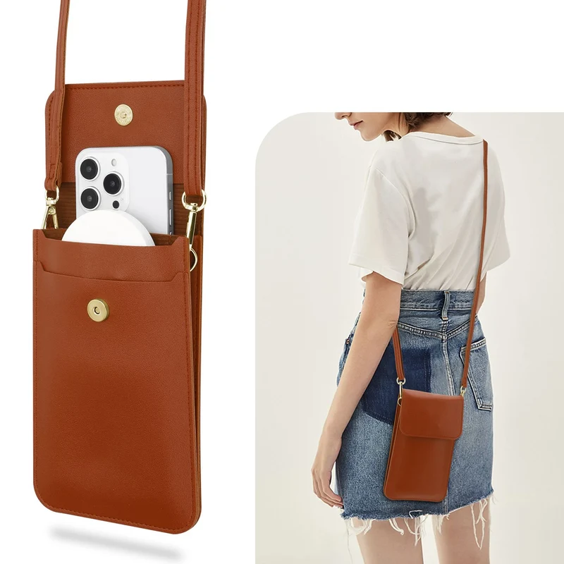 Cadorabo Handytasche zum Umhängen kompatibel mit ZTE Nubia Z11 MAX-kleine Handtasche mit Handyfach und Sichtfenster, Handy Umhängetasche mini für Nubia Z11 MAX, 2 Fächer, PULeder, Damen
