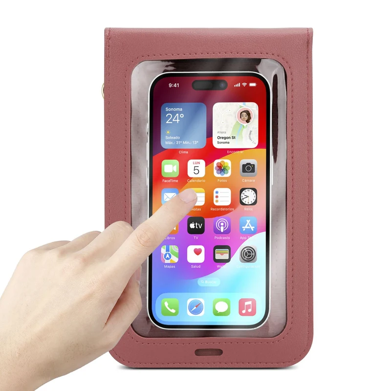 Cadorabo Handytasche zum Umhängen kompatibel mit ZTE Nubia Z11 MAX-kleine Handtasche mit Handyfach und Sichtfenster, Handy Umhängetasche mini für Nubia Z11 MAX, 2 Fächer, PULeder, Damen