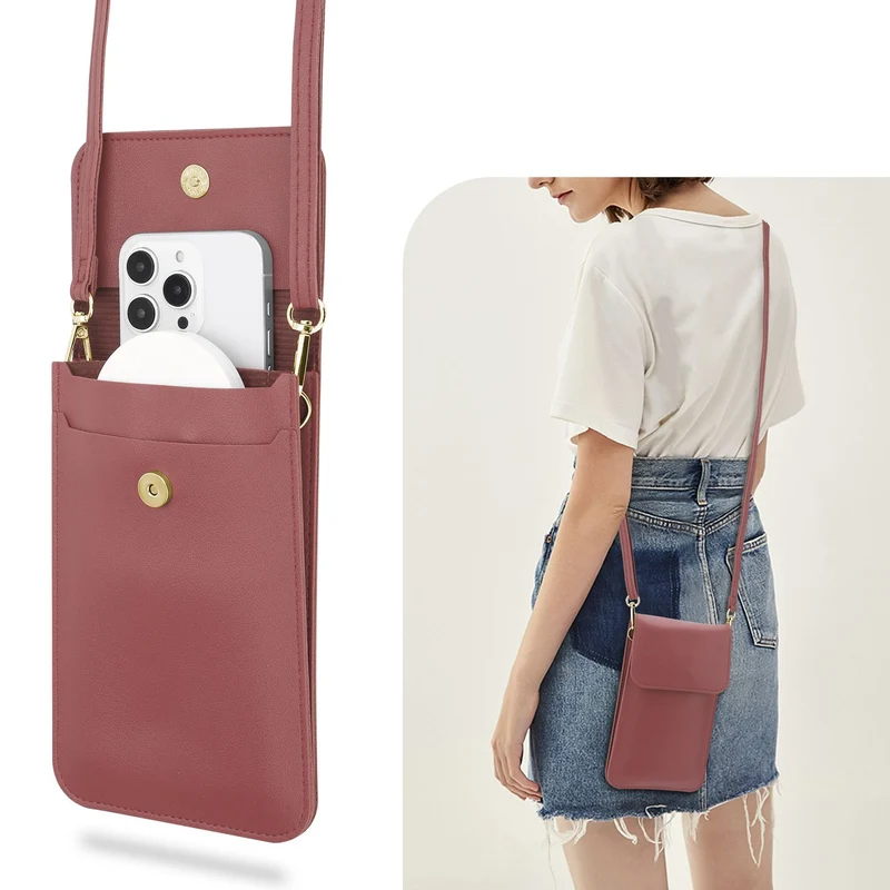 Cadorabo Handytasche zum Umhängen kompatibel mit ZTE Nubia Z11 MAX-kleine Handtasche mit Handyfach und Sichtfenster, Handy Umhängetasche mini für Nubia Z11 MAX, 2 Fächer, PULeder, Damen