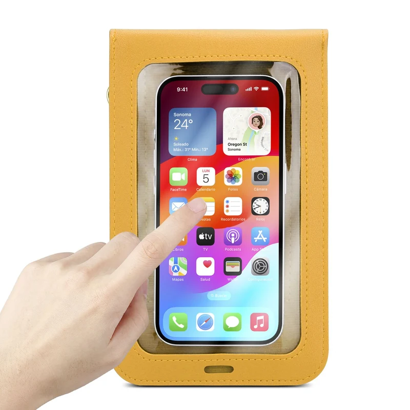 Cadorabo Handytasche zum Umhängen kompatibel mit ZTE Nubia Z11 MAX-kleine Handtasche mit Handyfach und Sichtfenster, Handy Umhängetasche mini für Nubia Z11 MAX, 2 Fächer, PULeder, Damen