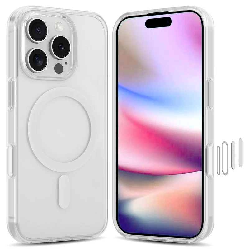 Cadorabo für iPhone 16 PRO MAX Hülle kompatibel mit MagSafe- magnetische Handyhülle für iPhone- kratzfeste, stoßfeste dünne Schutzhülle für iPhone 16 PRO MAX mit Magnetkraft und Anti-Vergilbung - Durchsichtig