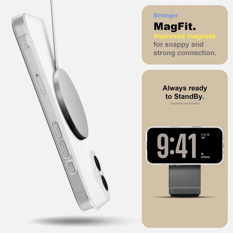 Cadorabo für iPhone 16 PRO Hülle kompatibel mit MagSafe- magnetische Handyhülle für iPhone- kratzfeste, stoßfeste dünne Schutzhülle für iPhone 16 PRO mit Magnetkraft und Anti-Vergilbung - Durchsichtig