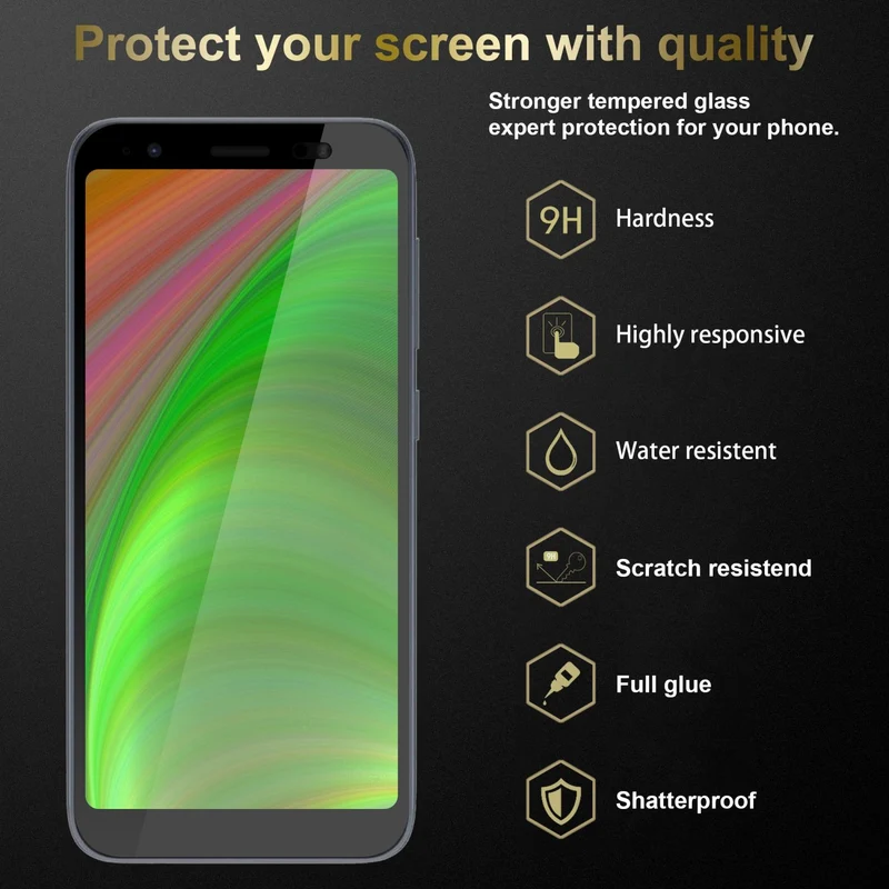 Cadorabo Vollbild Panzer Folie kompatibel mit Asus ZenFone LIVE / 3 GO - Schutzfolie Gehärtetes (Tempered) Display-Schutzglas in 9H Härte mit 3D Touch