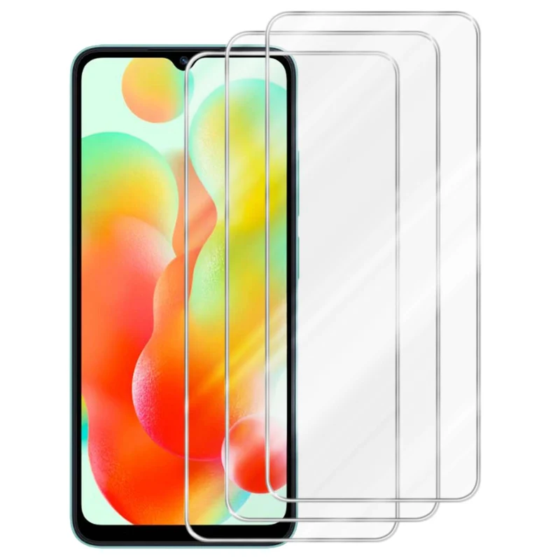Cadorabo 3x Panzer Folie kompatibel mit Xiaomi RedMi 11A / RedMi 12C / POCO C55 - Schutzfolie 3er Pack Gehärtetes (Tempered) Display-Schutzglas in 9H Härte mit 3D Touch Kompatibilität