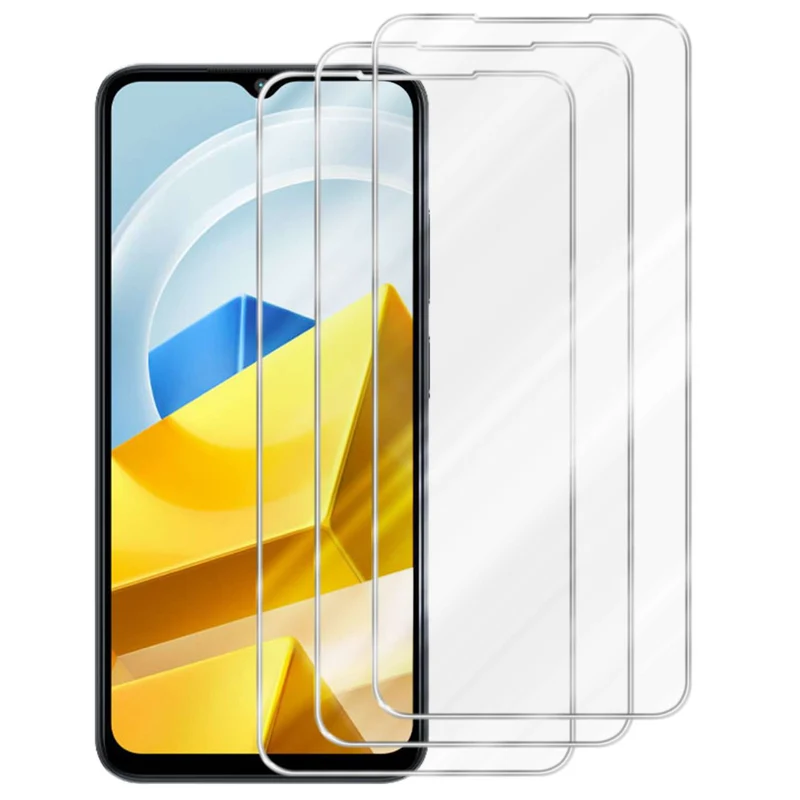 Cadorabo 3x Panzer Folie kompatibel mit Xiaomi POCO M5 - Schutzfolie 3er Pack Gehärtetes (Tempered) Display-Schutzglas in 9H Härte mit 3D Touch Kompatibilität
