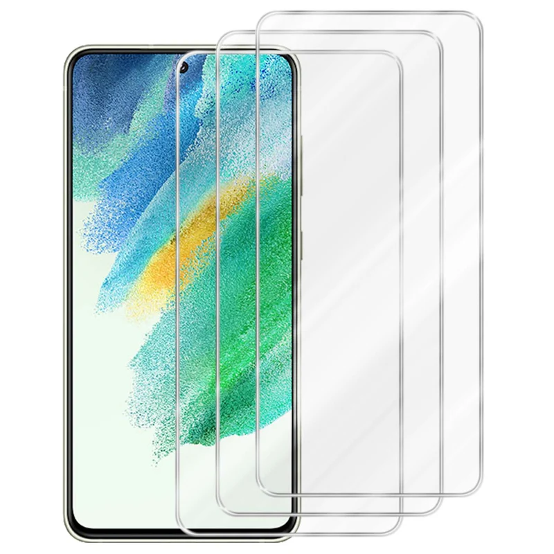 Cadorabo 3x Panzer Folie kompatibel mit Samsung Galaxy S21 FE - Schutzfolie 3er Pack Gehärtetes (Tempered) Display-Schutzglas in 9H Härte mit 3D Touch Kompatibilität