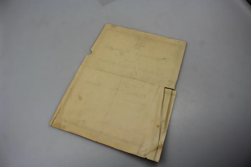 Eisernes Kreuz 2. Klasse, Urkunde aus dem Ersten Weltkrieg