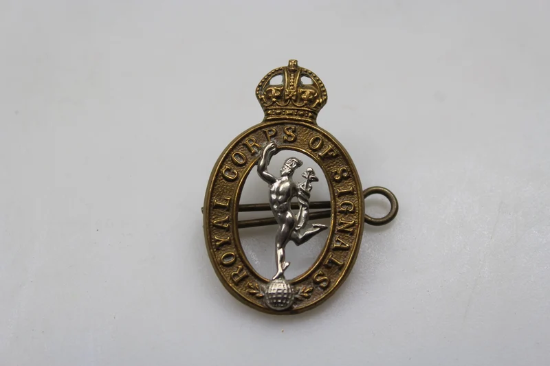 Britisches baskisches Abzeichen des Royal Corps of Signals aus dem Zweiten Weltkrieg