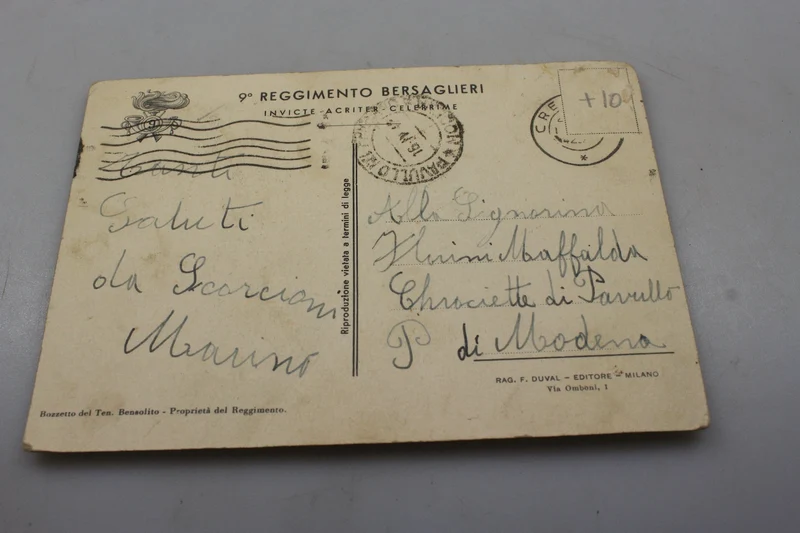 Postkarte des 9. Bersaglieri-Regiments
