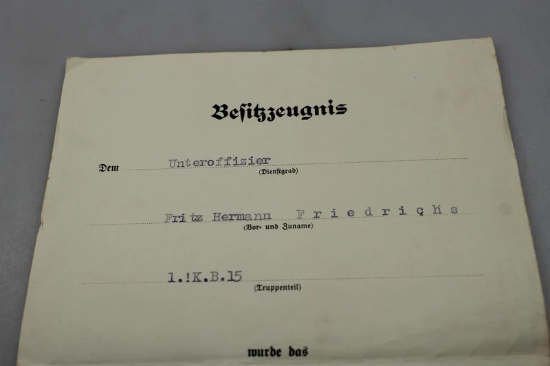 Urkunde Panzerkampfabzeichen „Bronze“.