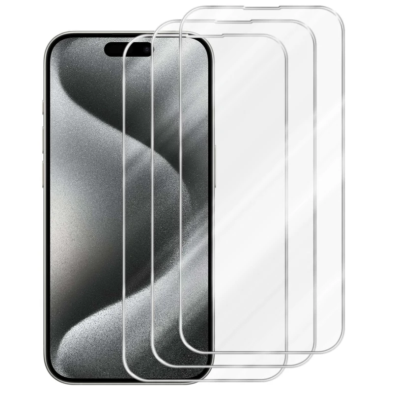 Cadorabo 3x Panzer Folie kompatibel mit Apple iPhone 15 PRO - Schutzfolie 3er Pack Gehärtetes (Tempered) Display-Schutzglas in 9H Härte mit 3D Touch Kompatibilität
