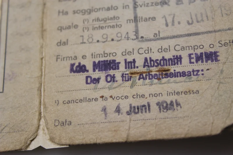 Karte des Bundeskommissars für Internierung und Gastfreundschaft aus dem Zweiten Weltkrieg