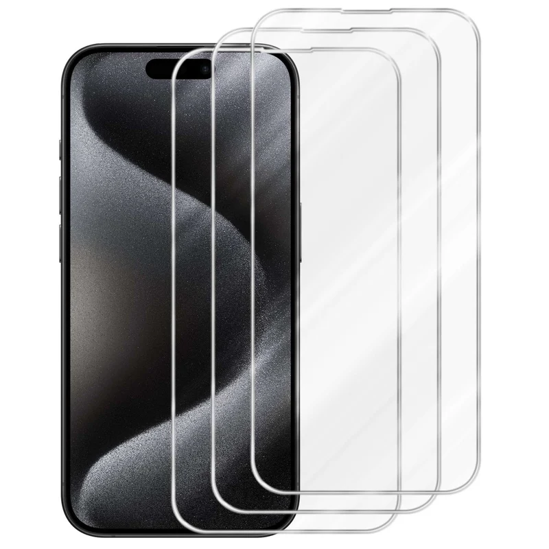 Cadorabo 3x Panzer Folie kompatibel mit Apple iPhone 15 PRO MAX - Schutzfolie 3er Pack Gehärtetes (Tempered) Display-Schutzglas in 9H Härte mit 3D Touch Kompatibilität
