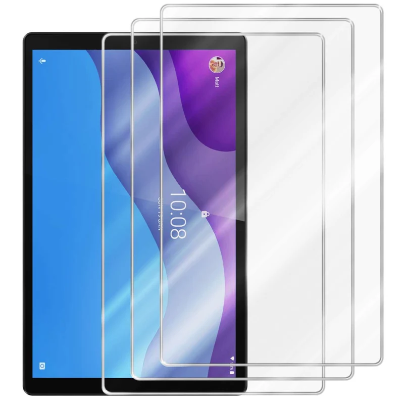 Cadorabo 3x Panzer Folie kompatibel mit Lenovo Tab M10 HD (10.1 Zoll) TB-X306X 3er Pack Gehärtetes (Tempered) Display-Schutzglas in 9H Härte mit 3D Touch Kompatibilität