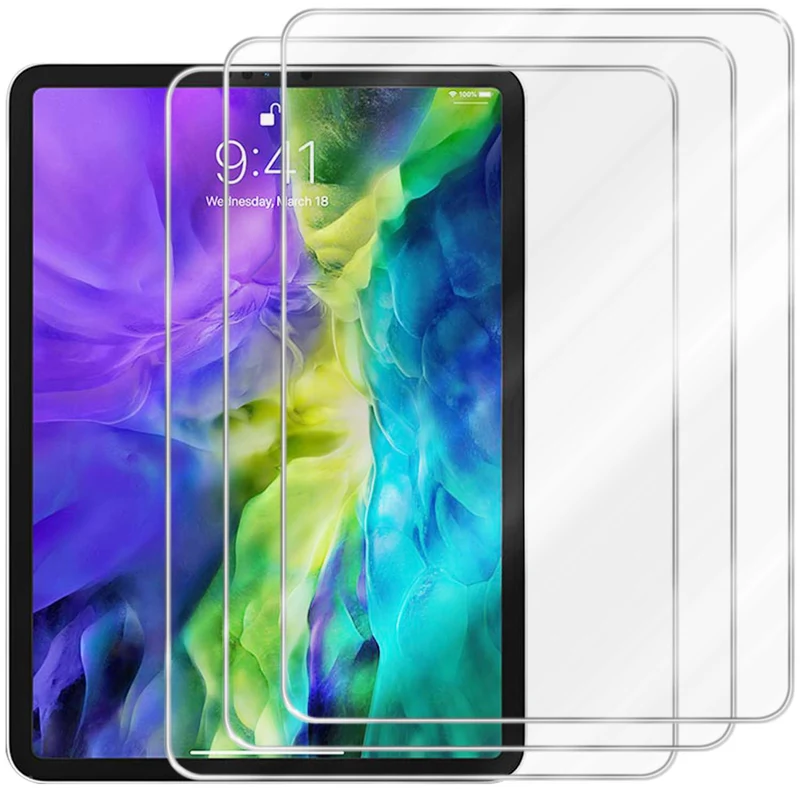 Cadorabo 3x Panzer Folie kompatibel mit Apple iPad PRO 11 2020 / 2021 (11 Zoll) 3er Pack Gehärtetes (Tempered) Display-Schutzglas in 9H Härte mit 3D Touch Kompatibilität