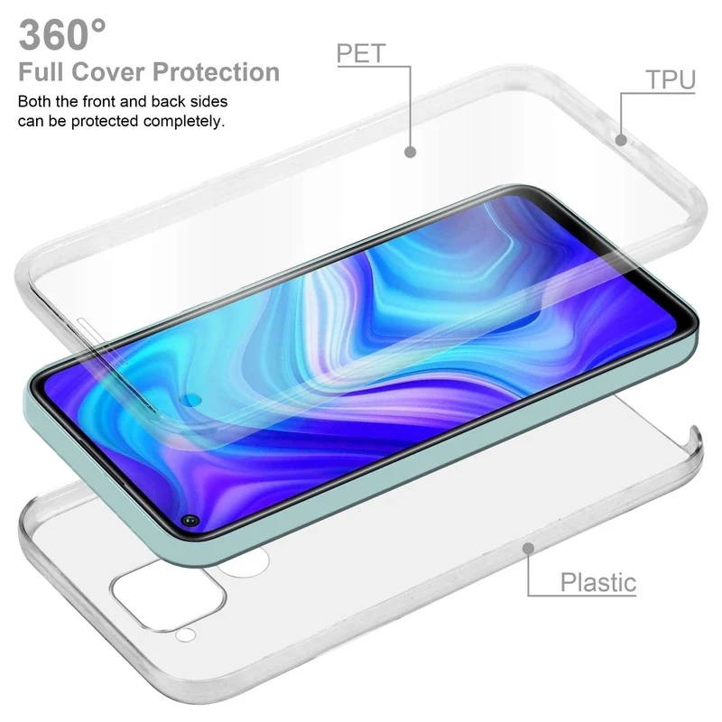 Cadorabo Hülle kompatibel mit Xiaomi RedMi NOTE 9 360° Full Body Schutzhülle - Front- und Rückenschutz, Rundumschutz mit Displayschutz