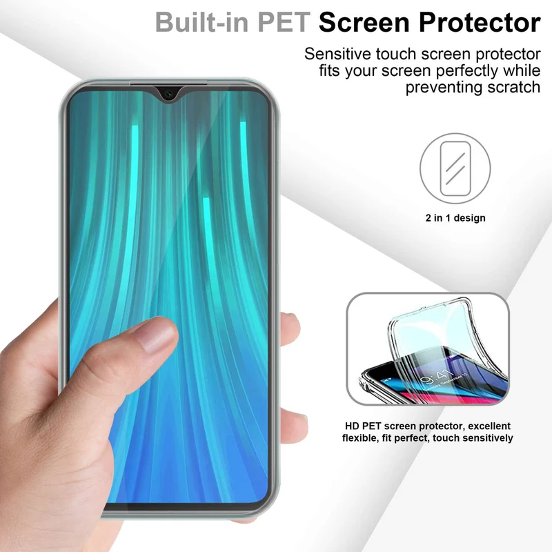 Cadorabo Hülle kompatibel mit Xiaomi RedMi NOTE 8 PRO 360° Full Body Schutzhülle - Front- und Rückenschutz, Rundumschutz mit Displayschutz