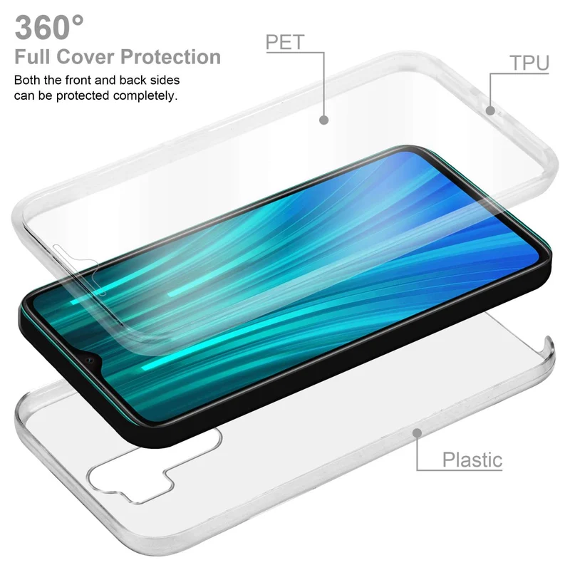 Cadorabo Hülle kompatibel mit Xiaomi RedMi NOTE 8 PRO 360° Full Body Schutzhülle - Front- und Rückenschutz, Rundumschutz mit Displayschutz