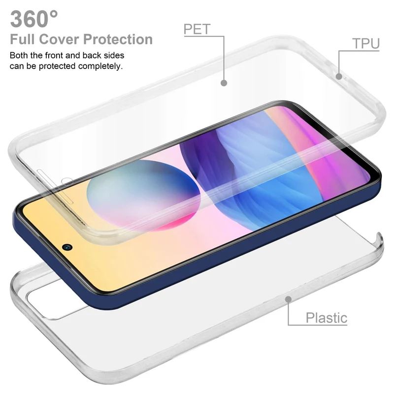 Cadorabo Hülle kompatibel mit Xiaomi RedMi NOTE 10 5G / POCO M3 PRO 5G 360° Full Body Schutzhülle - Front- und Rückenschutz, Rundumschutz mit Displayschutz