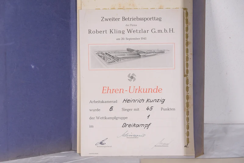#4 Ehren Urkunde Sportsmen WH WW2