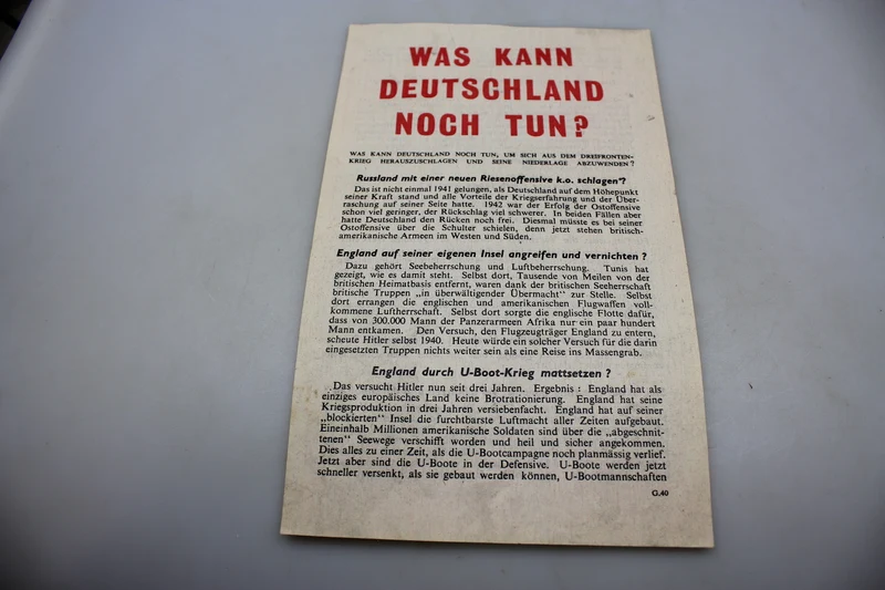 „Was kann Deutschland noch tun?“ Alliierter Propagandaflyer 2. Weltkrieg
